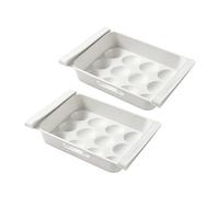 ERINGOGO 2pcs Plastic Drawer Type Egg Holders with 12-grids Large Capacity Refrigerator Storage Boxes for Organizing and Keeping Eggs Fresh