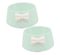 ERINGOGO 2pcs Plastic Pet Feeding Bowls with Bow Knot Decor Small Lightweight Dog and Cat Food Dishes Non Toxic Bowls for Puppy and Small Pets Easy to Clean and Carry Green