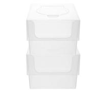 ERINGOGO 2pcs Plastic Wet Tissue Box Holder with Fine Flip Cover, Compact and Portable Square Wipe Dispenser for Travel and Office Use, Suitable for Cotton Pads and Facial Cotton Pads
