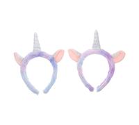 ERINGOGO 2pcs Plush Unicorn Hairband for Soft Wide Headband for Face Washing Comfortable Daily Wear Cute Purple Headpiece for Parties and Gifts