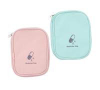 ERINGOGO 2pcs Portable Outdoor Travel Medicine Bag Compact Emergency Pouch for Hiking Camping and Home Use Lightweight Design in Light Pink