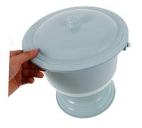 ERINGOGO 2Pcs Portable Plastic Chamber Pot with Non-Skid Base for Elderly and Disabled Adults Compact Reusable Urinal Bedpan Potty for Home and Hospital Use Lightweight Gray and Blue