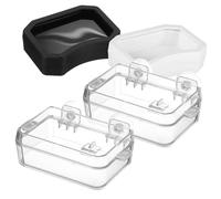 ERINGOGO 2pcs Reptile Feeding and Water Bowls Set, Small Escape-proof Feeder Bowls with Black and White Water Basins for Chameleons Lizards and Worms