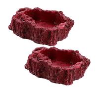 ERINGOGO 2Pcs Resin Reptile Feeding Bowl for Tortoise Water and Snake Food Lifelike Design Decor with Escape-preventing Rim Easy Clean Dish for Gecko Lizard Turtle Pets