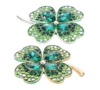 ERINGOGO 2pcs Rhinestone Four Leaf Charms Zinc Alloy Crystal Gemstone Accessories for Jewelry Making for Earrings and Clothing Decor Lucky Shamrock Design