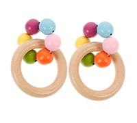 ERINGOGO 2pcs Ring Clutching Shake for Sensory Soothing Handheld Rattles with Patterns Fine Motor Skill Development Portable Car Seat and Stroller Entertainment