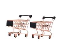 ERINGOGO 2pcs Rose Gold Mini Shopping Cart for Pretend Play Carts with Wear Resistant Decorative Design Gift and Desktop Ornament for Miniature House Collection