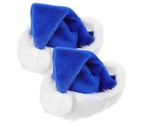 ERINGOGO 2pcs Santa Hats Christmas Decoration Party Caps with White Rim and Pompom Lightweight Reusable Cloth Xmas Ornaments for Adults and Pets Holiday Celebrations