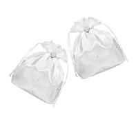 ERINGOGO 2pcs Satin Bridal Money Bag White Heart Shape with Unique Style and Drawstring for Wedding Ceremony Gift