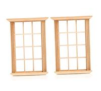 ERINGOGO 2pcs Scale Mini Dollhouse Window Frames Simulated Twelve Lattice Design for Dollhouse Decoration Props for Creative Photography and DIY Projects