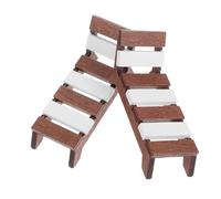 ERINGOGO 2pcs Scale Miniature Dollhouse Beach Chairs Lightweight Natural Wood Sunbathing Lounge Seats for Dollhouse Garden Decor and Patio Furniture Accessories
