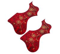 ERINGOGO 2pcs Self-adhesive Acoustic Guitar Pick Guards with Red Flower Pattern Plastic Scratch-resistant Protection Plates for Folk and Acoustic Instruments Easy Application Stickers