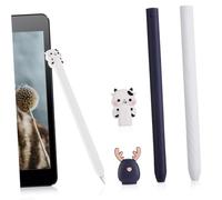 ERINGOGO 2pcs Silicone Stylus Sleeve for Pencil Generation Lightweight Non-slip Pen Cover with Creative Cartoon Animal Design Protective Soft Touch Stylus Holder for Office and Home Use