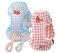 ERINGOGO 2pcs Small Dog Harness Vest with Leash Polyester Puppy Backpack with Plaid Print Lightweight Training Harness for Small Breeds Includes Storage Bag for Treats and Essentials