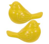 ERINGOGO 2pcs Small Yellow Porcelain Bird Figurines Nordic Style Miniature Ceramic Animal Ornaments for Home Garden Office Decoration with Modern Minimalist Design