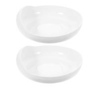 ERINGOGO 2PCS Spill Proof Scoop Plates with Suction Base for Elderly and Disabled - Adaptive Self Feeding Bowls for Patients and, Non-Skid White Dinnerware for Rehabilitation