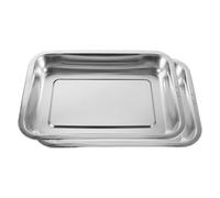 ERINGOGO 2pcs Stainless Steel Cat Litter Box Open Metal Litter Pan Tray High-sided for Kittens Indoor Use