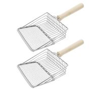 ERINGOGO 2pcs Stainless Steel Cat Litter Scooper with Hook Mesh Sifting Shovels for Fast Poop Cleaning Ergonomic Grip Small Animal Scoop Compatible with Clumping Clay and Tofu Litters