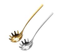 ERINGOGO 2pcs Stainless Steel Pasta Server Spoons with Drain Heat-Resistant Noodle Colanders for Easy Soup Separation Kitchen Utensils for Spaghetti and Pasta Serving Gold Silver