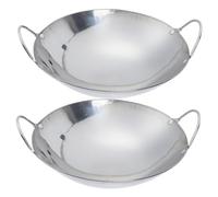 ERINGOGO 2pcs Stainless Steel Small Cooking Pots 8-inch Thickened Wok Pan Set for Hot Pot Portable Korean Style Suitable for Household Kitchen