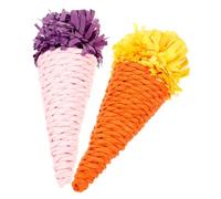 ERINGOGO 2Pcs Straw Woven Hamster Chewing for Teeth Cleaning, Small Animal Biting Playthings with Orange and Pink Ice Cream Shapes, Suitable for Hamsters, Rabbits, and Guinea Pigs