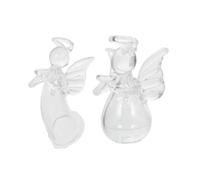 ERINGOGO 2Pcs Transparent Mini Glass Angel Ornament Decorative Adornment for Desk Bookshelf Home Garden Office Display Gift