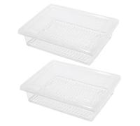 ERINGOGO 2pcs Transparent Sealing Storage Containers with Lids for Fridge Organization Small Rectangular Food Preservation Boxes for Fruits Vegetables Shrimp Space Saving Kitchen Storage