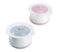 ERINGOGO 2Pcs Urinal Bucket with Lid and Thickened Non-Slip Handle, Plastic Spittoon Potty Training Accessory for Night Use, Red and Blue Small Chamber Pots for