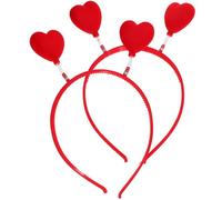ERINGOGO 2pcs Valentines Day Heart Headbands Red Flocked Hearts Bopper Hair Accessories Comfortable Plastic for Festival Party Wedding Cosplay