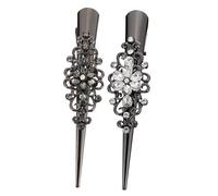 ERINGOGO 2pcs Vintage Rhinestone Duckbill Hair Clips for Women Large Alloy Hair Accessories in Black and White Creative Headdress Suitable for Daily Wear and Special Occasions
