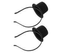 ERINGOGO 2pcs Vintage Victorian Style Mini Top Hat Headband in Black, Polyester Material, Universal Fit Design, Themed Party Headband for Birthday Parties and Halloween Cosplay Accessories