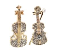 ERINGOGO 2pcs Vintage Violin Rhinestone Brooch Music Instrument Lapel Pin for Women and Music Lovers Stylish Miniature for Concerts Parties and Everyday Fashion Accessory