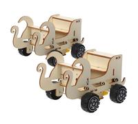 ERINGOGO 2pcs Voice Controlled DIY Wooden Stem Car Kit for Assembly Model for Science Experiments Hands Learning of Mechanical and Electronic Principles Indoor Outdoor Educational