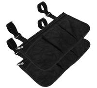 ERINGOGO 2pcs Wheelchair Side Bag and Hanging Armrest Pouch, Black Sturdy Storage Organizer for Adult Wheelchair and Walker Accessories, Practical Portable Carrying Solution for Travel and Daily Use