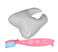 ERINGOGO 2pcs White Tooth Shaped Foil Balloons for Shower Aluminum Teeth Theme Decorations with Pink Toothbrush Playful Cartoon Design for First Party Celebration