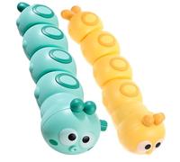 ERINGOGO 2pcs Wind-up Caterpillar, Interactive Mini Animal in Yellow and Green, Fun Realistic Pull-back for ’s Playtime and Party Favors