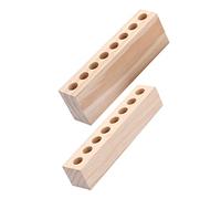 ERINGOGO 2pcs Wood Lipstick Holder Multi Desktop Cosmetic Organizer for Lipstick Eyebrow Pencil and Makeup Brush Storage with High Low Design for Vanity and Dressing Table