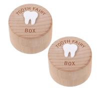 ERINGOGO 2pcs Wood Tooth Storage Box for Lost Teeth Carved Fairy Box First Collection Keepsake Container Cute for Boys Girls Boys and Girls Birthday