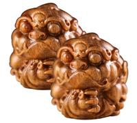 ERINGOGO 2pcs Wooden Ancient Animal Pendant DIY Keyring Hanging Decor Smooth Carved Charms for Crafting Keychains Backpack Accessories