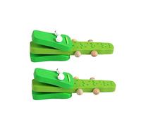 ERINGOGO 2Pcs Wooden Castanets Long Handle Percussion Instruments Lightweight Educational Music Clapper Sensory Play for Rhythm Development