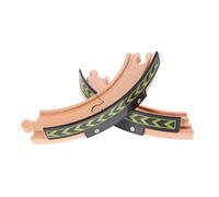 ERINGOGO 2Pcs Wooden Train Track Short Curved DIY Railway Educational for Safe Wooden Track Accessories Enhancing Hands Creativity and Brain Development