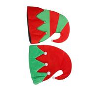 ERINGOGO 2PCS Xmas Elf Hats Party Decoration Red and Patchwork Design Festive Headdress Props for Christmas Dressing Up Costume Party Stage Performance Accessories