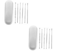 ERINGOGO 2sets Ear Wax Removal Tool Set Stainless Steel Ear Cleaner Kit with Slip Handles Spiral Design Family Essential with Storage Box 6pcs*2
