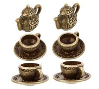 ERINGOGO 2sets Miniature Metal Tea Cup and Teapot Set of Tiny House Accessories for Dollhouse Decor Collectible Finish Tea Accessories for Creative Play and Projects