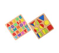 ERINGOGO 2sets Wooden Shape Sorting Toys for Early Learning Geometric Shape and Letter Matching Educational Toys for Boys and Girls for Developing Motor Skills and Cooperation