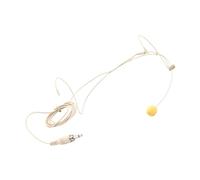 ERINGOGO 3.5mm Wired Headset with Mic for Singing and Hosting, Beige Headworn Earset Microphone with Omnidirectional Condenser Mic, Open Ear Wired Earbuds for Live Performance and Teaching