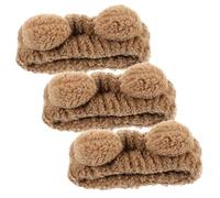 ERINGOGO 3 pcs Bear Ears Headband Cute Plush Animal Ear Headbands for Makeup Face Washing Spa and Facial Mask Application Soft Comfortable Skincare Hair Bands for Women