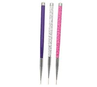 ERINGOGO 3 Pcs Nail Art Design Pens Set Nail Liner Brush Pens with Purple Pink White Handles Fine Striping and Painting Tools for Professional Manicure and DIY