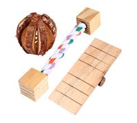 ERINGOGO 3 Pcs Solid Wood Hamster Toy Set Natural PET Wooden Chew Plaything for Small Animals Molar Toy for Hamsters Squirrels and Parrots