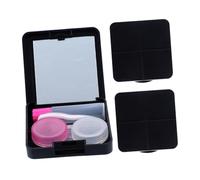ERINGOGO 3 Sets Contact Cases Mirror Portable Contacts Holder Storage Box for Travel and Daily Use Black DIY Eye Organizer for Women